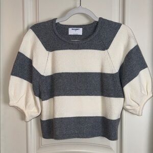 Old Navy Women's Striped Crew Neck Sweater - Gray and Cream